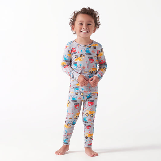 2-Piece Infant & Toddler Boys Construction Trucks Buttery Soft Viscose Made from Eucalyptus Snug Fit Pajamas